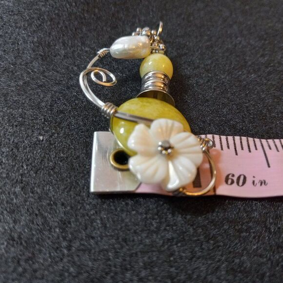 Artisan Silver Tone Wire Wrap Floral Freshwt Pearl Pendant Sterling Silver Chain - Picture 6 of 13